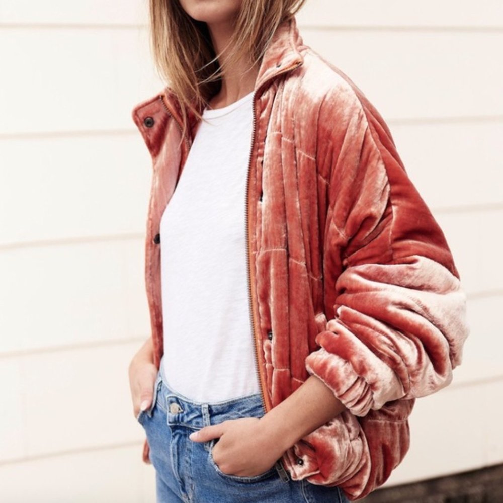 ISO-Free-people Peach Velvet Jacket -M/L
